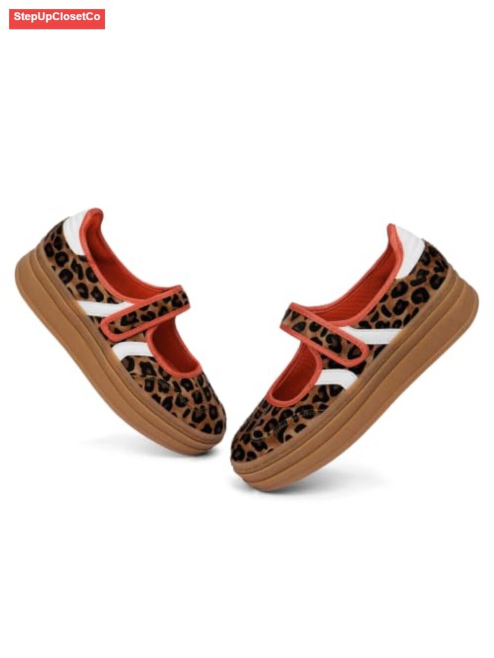 Retro Mary Jane Platform Sneakers - Slip On Walking Flats with Hook and Loop - Picture 4 of 6